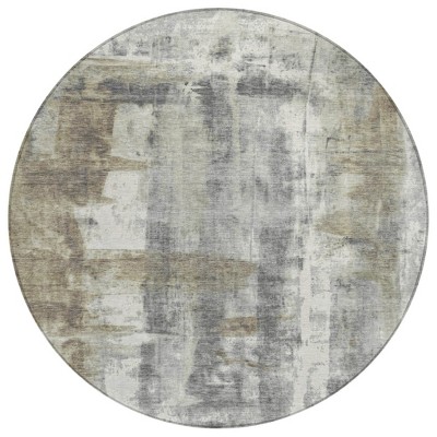 Beige And Ivory Abstract Washable Indoor Outdoor Area Rug