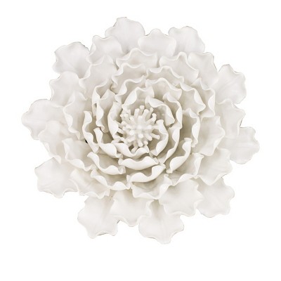 GlasFlength Wall Art Flowers Decorations 3D Flowers Wall Decoration Handmade Rustic Wall Art Simple for Living Room, White, 9.3"*3"*9.3"
