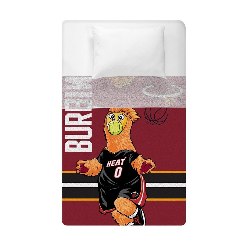 Sleep Squad Miami Heat Burnie Mascot 60 x 80 Raschel Plush Blanket, 6 of 7