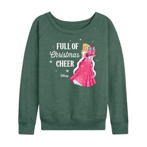 Women's - Disney - Full Of Christmas Cheer Aurora Lightweight French Terry Wide Neck Long Sleeve Shirt - 1 of 4
