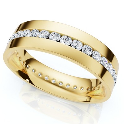 Pompeii3 1.10Ct Diamond Eternity Men's Wedding Ring Polished Band 14k Gold Lab Created