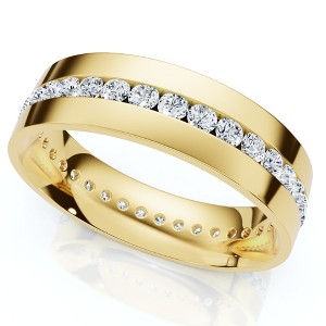 Pompeii3 1.10Ct Diamond Eternity Men's Wedding Ring Polished Band 14k Gold Lab Created - 1 of 4