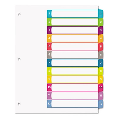 Avery Ready Index Table of Contents Dividers Multicolor Tabs 1-12 Letter 11843