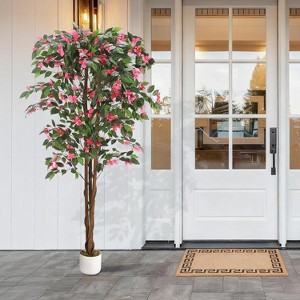 Artificial Azalea Tree,5.3FT Faux Silk Azalea Plant with Pot for Indoor Outdoor Decor for Home Office Garden - 1 of 4