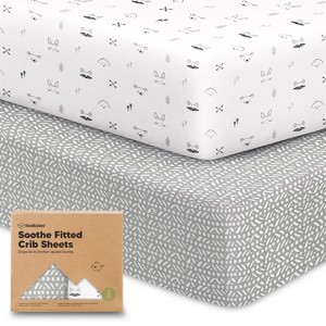 KeaBabies 2pk Soothe Fitted Crib Sheets Neutral, Organic Baby Crib Sheets, Fits Standard Nursery Baby Mattress - 1 of 4