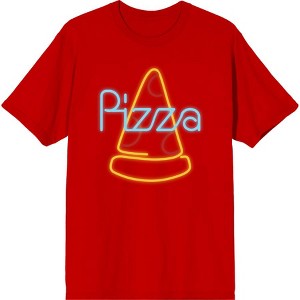 My Pizza Day Neon Pepperoni Pizza Slice Crew Neck Short Sleeve Adult T-shirt - 1 of 2