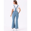 Allegra K Women's Casual Denim V Neck Zip Up Bell Bottom Jeans Jumpsuits - 3 of 4