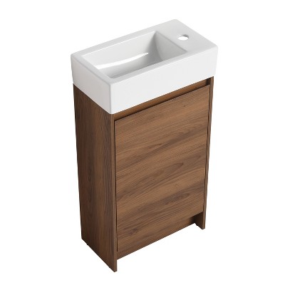 Dolonm 18 Inch Freestanding Bathroom Vanity With Single Sink, Soft Closing Doors, Suitable For Small Bathrooms