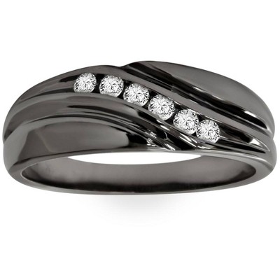 Pompeii3 1/4Ct Men's Black Diamond Ring in Black Gold