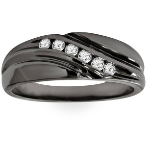Pompeii3 1/4Ct Men's Black Diamond Ring in Black Gold - 1 of 4