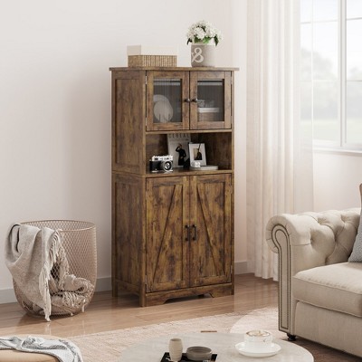 Whizmax Bathroom Cabinet, Bookcase, Freestanding Floor Storage Cabinet with Open Shelf & Doors, Kitchen Cupboard