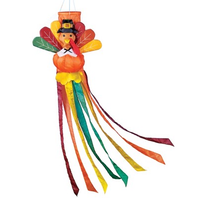 Collections Etc Decorative Holiday Pilgrim Turkey Windsock with Streamers 18 X 7 X 56