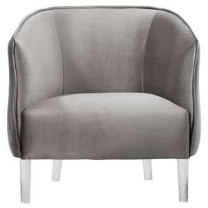 Marilyn Glam Velvet & Acylic Barrel Accent Chair - Silver - Inspire Q