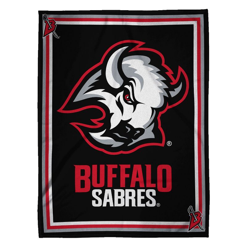 Sleep Squad Buffalo Sabres Goat Head Logo 60 x 80 Raschel Plush Blanket, 2 of 6