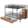 TiramisuBest Twin Over Full Metal Bunk Bed with Drawer and Lateral Storage Ladder and Wardrobe - 4 of 4