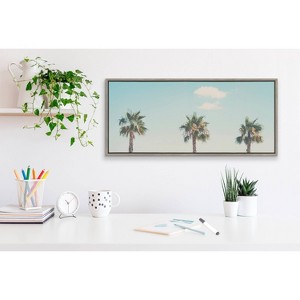 18" x 40" Sylvie A Trio of Palm Trees by Laura Evans: Modern Nautical Decor, Framed Canvas - Kate & Laurel All Things Decor - 1 of 4