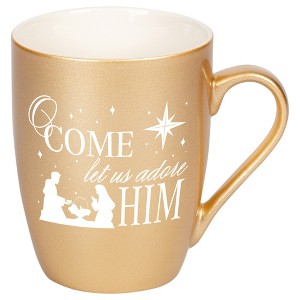 Elanze Designs O Come Let Us Adore Him Vegas Gold 10 ounce New Bone China Coffee Cup Mug - 1 of 4