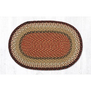 Earth Rugs Burgundy & Mustard Oval Braided Rug – Handcrafted Jute, Rustic Farmhouse Style Rug for Entryway or Kitchen - 1 of 4