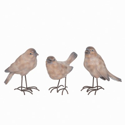 Transpac Large Resin Taupe Standing Bird Set of 3 Decorative Figurines Multicolored Tabletop Decor for Home
