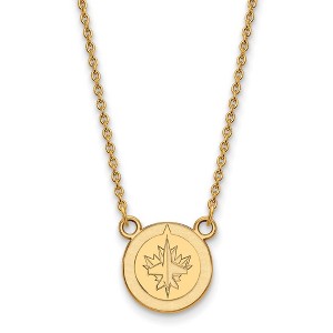 Black Bow Jewelry 14k Yellow Gold Plated Sterling Silver Winnipeg Jets NHL Necklace 18 Inch - 1 of 4