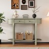 Elegant Retro Console Table with Curved Design, 2 Drawers & Open Shelf, Wooden Entryway Table for Living Room, Hallway & Entryway - 2 of 4