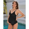 Coolmee Womens Maternity Swimsuit One Piece Summer V Neck Spaghetti Straps Front Cross Bathing Suit Ribbed Pregnancy Swimwear - 3 of 4