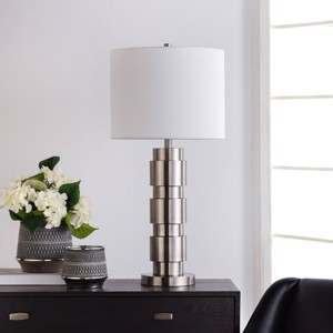 Modern Layered Base Table Lamp Brushed Steel - StyleCraft - 1 of 4