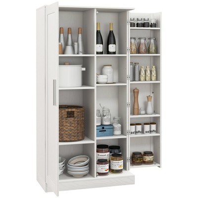 64 Kitchen Pantry Cabinets, White Kitchen Pantry Storage Cabinet with  Adjustable Shelves & Doors, Buffet Cupboards Sideboard Storage Cabinet  Office