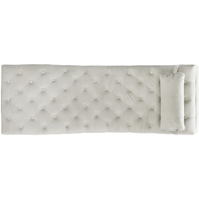 Grey Velvet Chaise with Gold Frame and Headrest