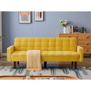 DOMETOUR Solid Color Tufetd Sofa Save Space Convertible Sofa Bed for Living Room - 1 of 4