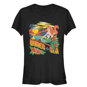 Juniors Womens The Little Mermaid Tropical Life T-Shirt