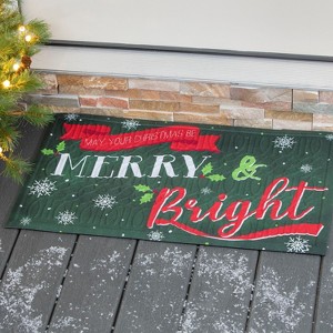 Evergreen Merry & Bright Embossed Indoor Outdoor Doormat Home Decor - 1 of 2