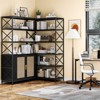 Corner Bookshelf, 6 Tier Vintage Industrial Corner Book Shelf, Farmhouse L Shaped Book-Shelf with Cabinet, Modern Industrial Bookcase - 2 of 4