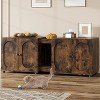 Double Cat Litter Box Enclosure 55.1",Hidden Litter Cabinet Furniture for 2 Cats with Rattan Doors, Litter Mat & Odor Control Design - 4 of 4