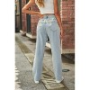 Womens Denim Pants Casual Butterfly Print Mid Rise Straight Leg Denim Jeans - 2 of 4