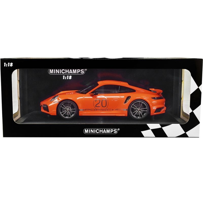 2021 Porsche 911 Turbo S w/SportDesign Package #20 Orange w/Silver Stripes Ltd Ed to 504 pcs 1/18 Diecast Model Car Minichamps, 1 of 4