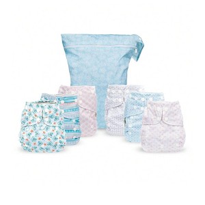 6ct Reusable Cloth Diapers, One Size Adjustable, Washable Soft Absorbent, Waterproof Cover, 4-Layers Microfiber Inserts - Simple Being - 1 of 4