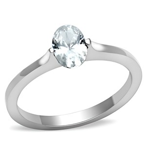 Slickblue Women's Polished Stainless Steel Solitaire Ring with 7.5mm Oval-Cut Clear CZ, Lightweight, size 5–10 - 1 of 4