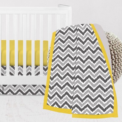 Bacati - Ikat Dots Giraffe Yellow Grey Muslin Neutral 3 pc Crib Set
