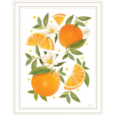 HomeRoots Citrus Orange Botanical White Framed Print Wall Art