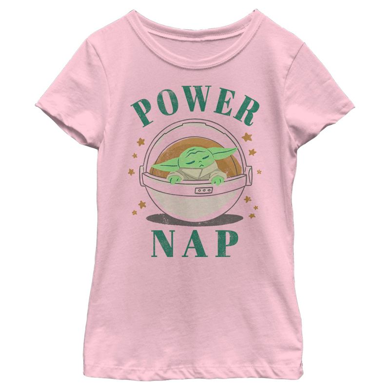 Girl's Star Wars The Mandalorian The Child Power Nap Bassinet T-Shirt, 1 of 5