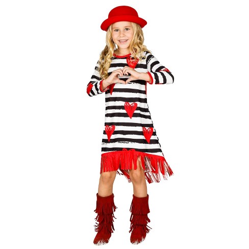 Girls Etched On My Heart Fringe Hem Dress Mia Belle Girls White