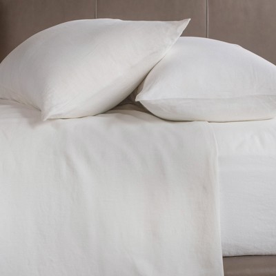 Twin Cream French Linen Sheet Set with Stripe Pattern