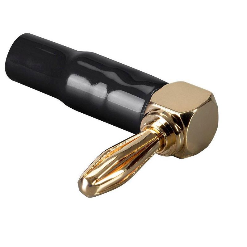 Monoprice 2 Pair Right Angle 24k Gold Plated Banana Speaker Wire Cable Screw Plug Connectors, 3 of 7