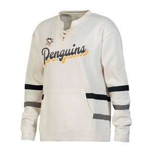 NHL Pittsburgh Penguins Women's Natural Long Sleeve Fleece Hooded Sweatshirt - 1 of 3