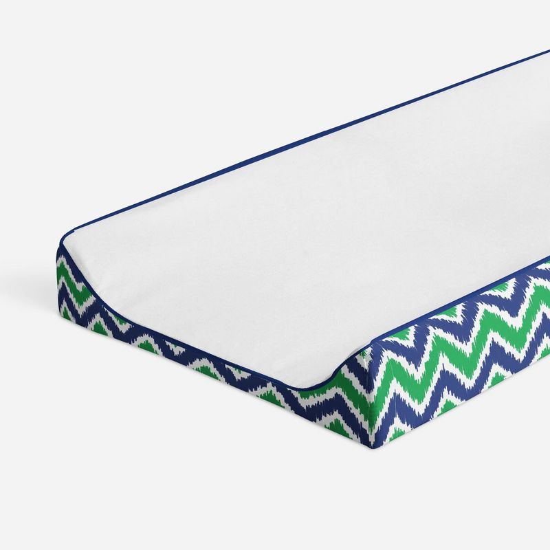 Bacati - MixNMatch Blue/Green White Changing Pad Cover, 1 of 10