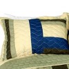 Slickblue Full/Queen, Soft TC Fabric Quilted Bedspread with Shams, Quilt Set, Vermicelli Stitch, Blue/Yellow, 3 Piece - 2 of 4