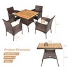 Costway 5PCS Patio Rattan Dining Furniture Set Arm Chair Wooden Table Top - image 3 of 4