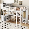 Full Size Metal Loft Bed with L-shaped Desk, Storage Cubes and Shelves - 3 of 4