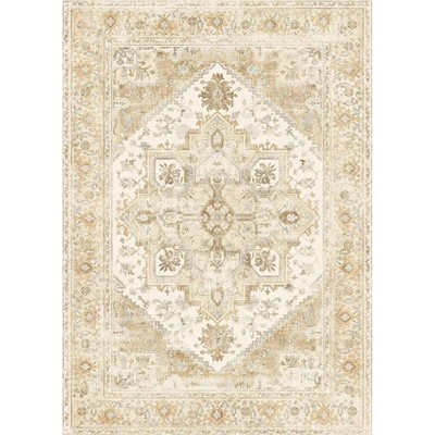 Abynow Medallion Floral Farmhouse Indoor Area Rug